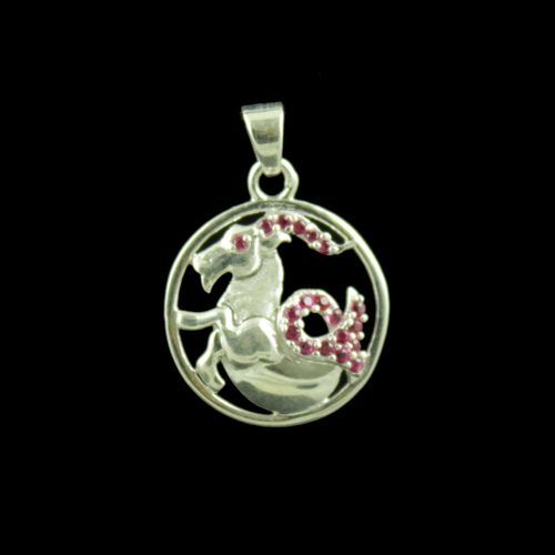 Zodiac Capricorn Silver Pendant With Zircon Stone