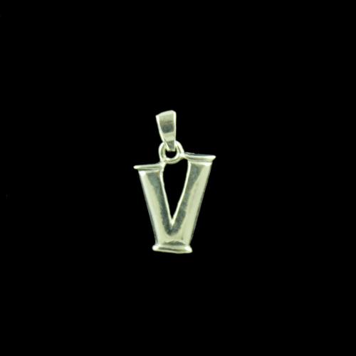 Alphabet V Letter Casual Wear Silver Pendant
