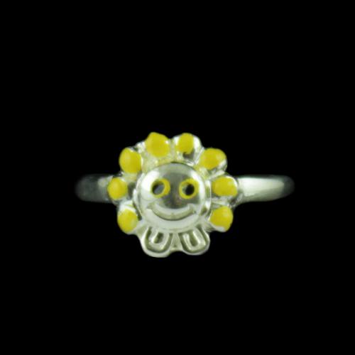 Silver SunFlower Baby Ring