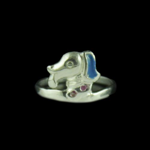 Silver Dog Baby Ring