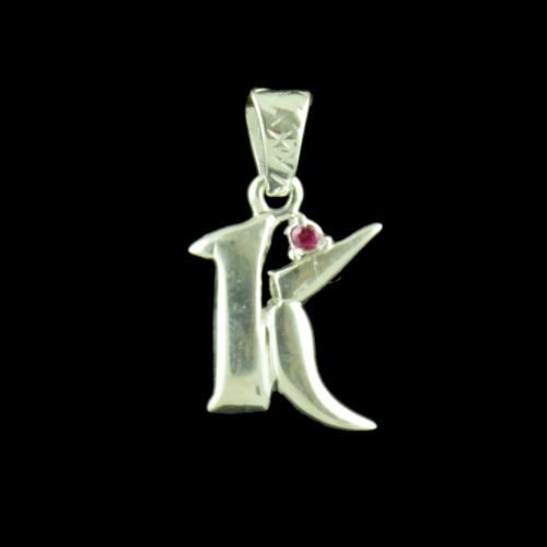 Alphabet K Silver Pendant