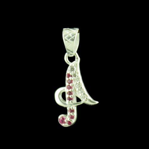 Alphabet A Silver Pendant With CZ Stone