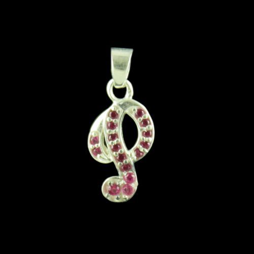 Alphabet P Silver Pendant With CZ Stone