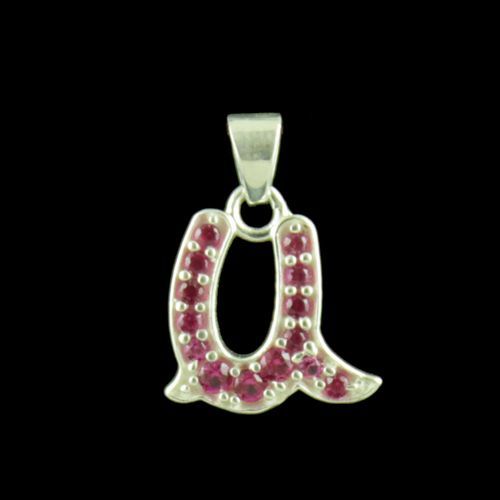 Alphabet U Silver Pendant With CZ Stone