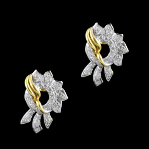 Gold Plated CZ Stones Floral Party Wear Earrings