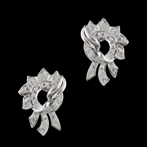 Sterling Silver CZ Stones Floral Party Wear Earrings