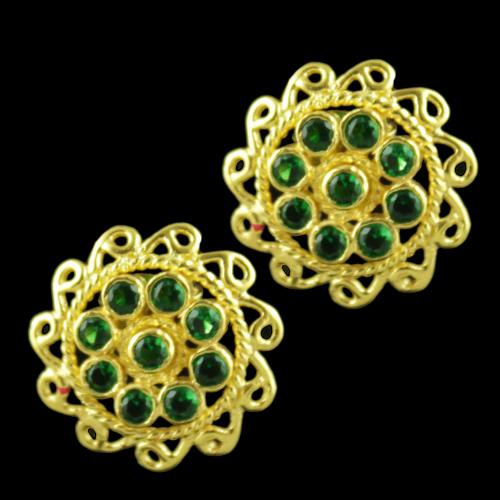 Gold Plated Floral Earring With CZ Stones