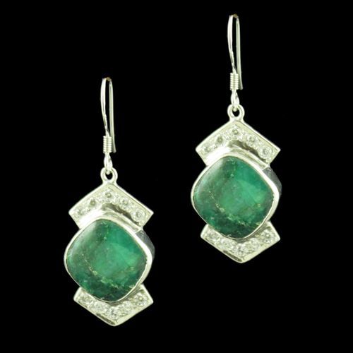CZ AND ONYX STONE HANGING EARRINGS