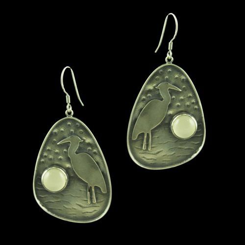 OXIDIZED SILVER ONYX STONE HANGING EARRINGS