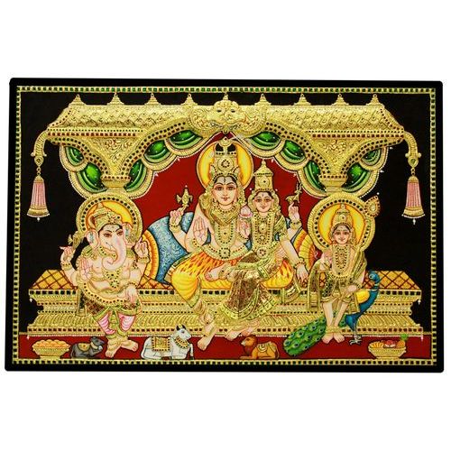 TANJORE PAINTING SHIVA FAMILY