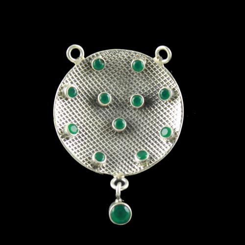 OXIDIZED SILVER PENDANT WITH GREEN ONYX STONES