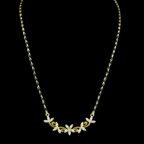 GOLD PLATED CZ MANGALSUTRA WITH BLACK BEADS