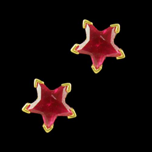 GOLD PLATED RED STAR CZ EARRINGS