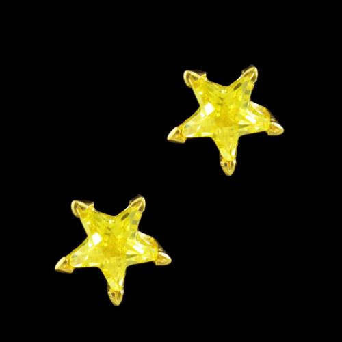 GOLD PLATED YELLOW STAR CZ EARRINGS