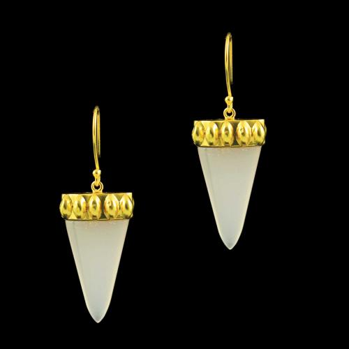 GOLD PLATED CHALCEDONY EARRINGS