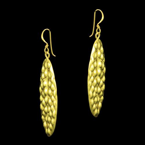 GOLD PLATED LEAF DESIGN HANGING EARRINGS