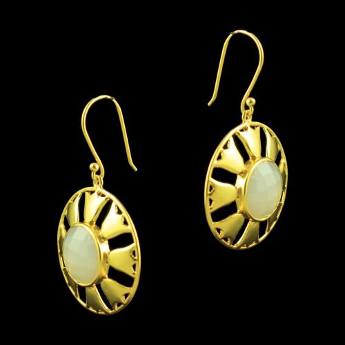 GOLD PLATED HANGING EARRINGS WITH CHALCEDONY STONES
