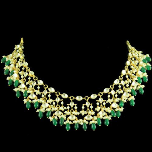 GOLD PLATED KUNDAN STONE THREAD NECKLACE