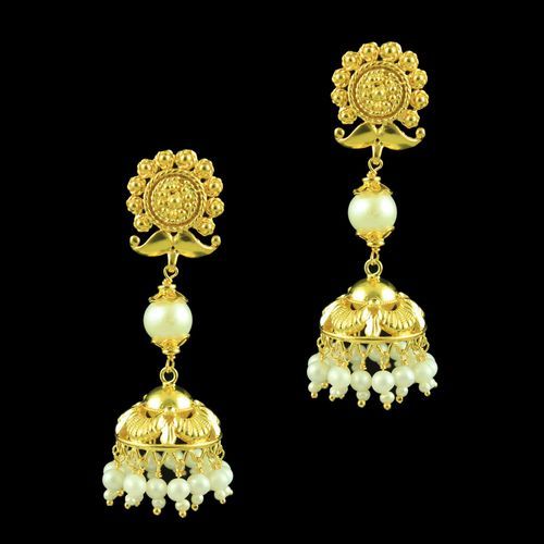 GOLD PLATED PEARL JHUMKAS EARRINGS