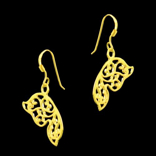 GOLD PLATED FLORAL HANGING EARRINGS