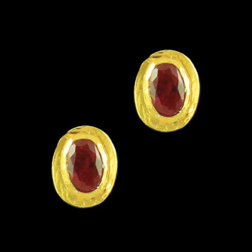 GOLD PLATED RUBY STONE EARRINGS