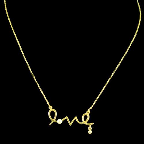GOLD PLATED LOVE NECKLACE WITH PEARL