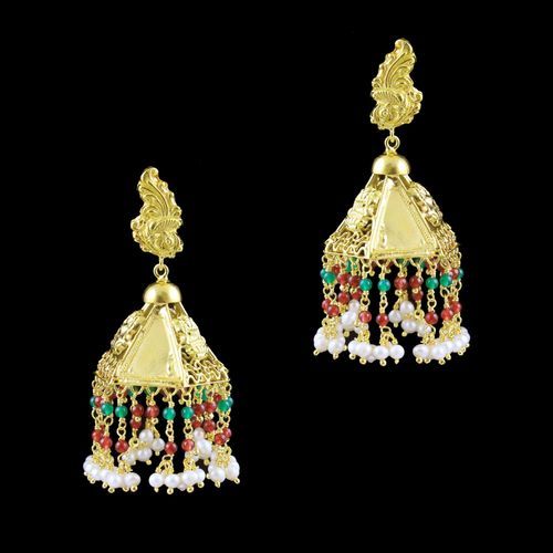 GOLD PLATED MULTI COLOR STONES EARRINGS
