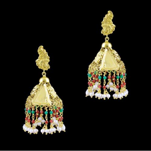 GOLD PLATED MULTI COLOR STONES EARRINGS