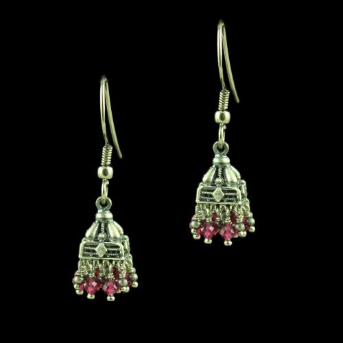 OXIDIZED SILVER JHUMKA WITH RUBY