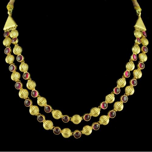 GOLD PLATED RED ONYX THREAD NECKLACE