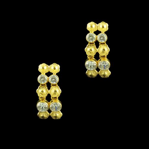 GOLD PLATED FLORAL CZ EARRINGS