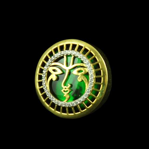 GOLD PLATED CUFFLINK WITH EMERALD