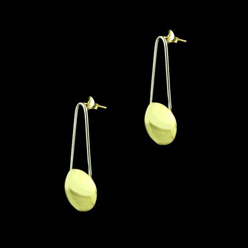 GOLD PLATED TWO TONE DROPS EARRINGS
