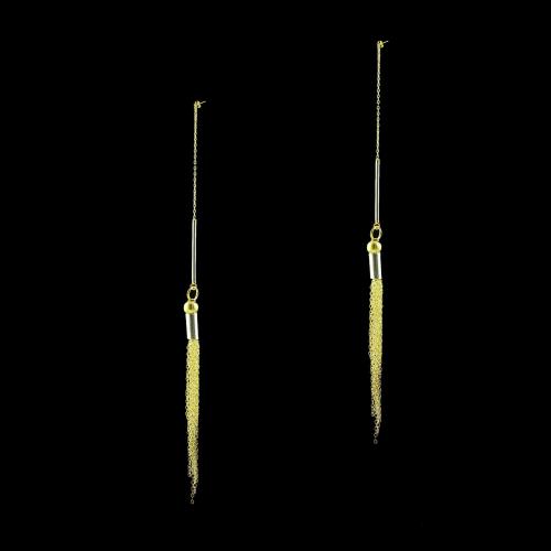 GOLD PLATED TWO TONE DROPS EARRINGS