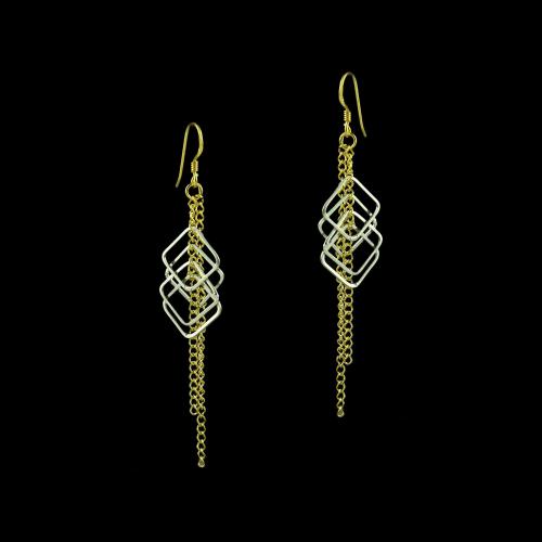 GOLD PLATED TWO TONE HANGING EARRINGS