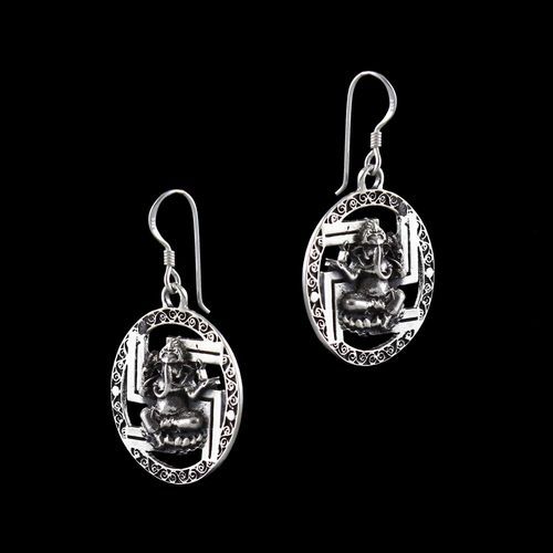 SILVER OXIDIZED HANGING EARRINGS