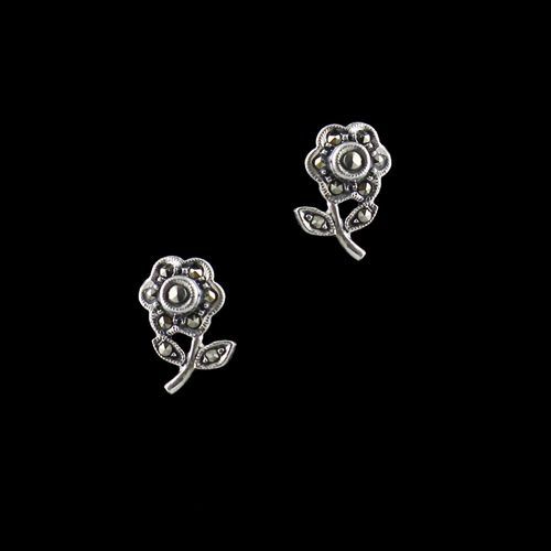 OXIDIZED SILVER MARCASITE EARRINGS