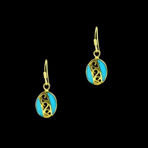 GOLD PLATED TURQUOISE HANGING EARRINGS