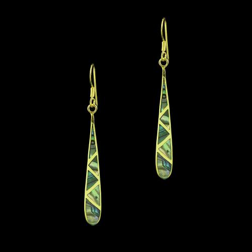 GOLD PLATED ABALONE HANGING EARRINGS