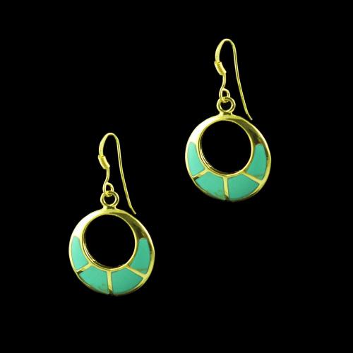 GOLD PLATED TURQUOISE HANGING EARRINGS