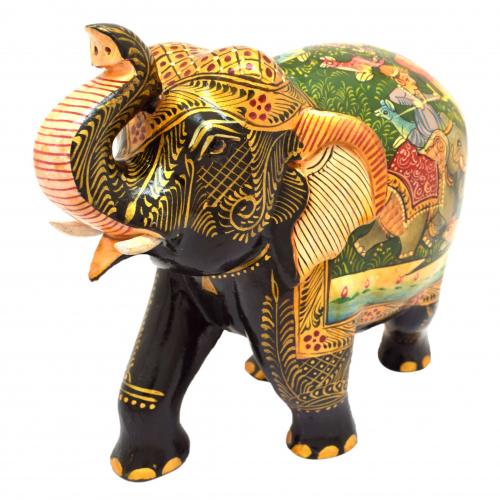 WOODEN ELEPHANT PAINTED