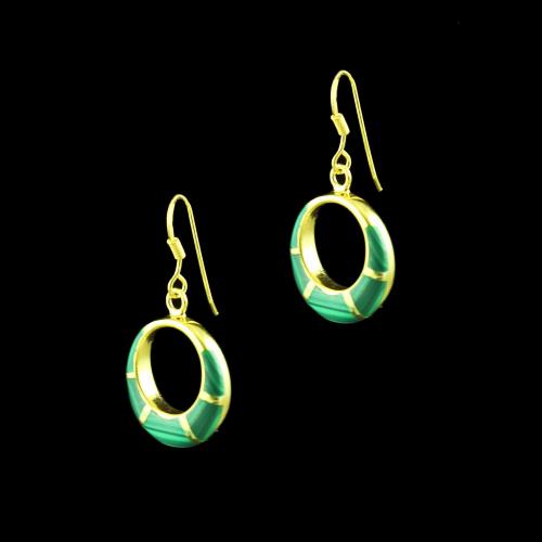 GOLD PLATED MALACHITE HANGING EARRINGS