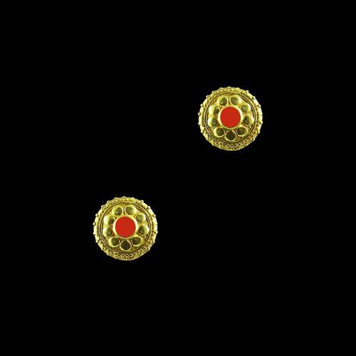 GOLD PLATED FLORAL EARRINGS WITH CORAL