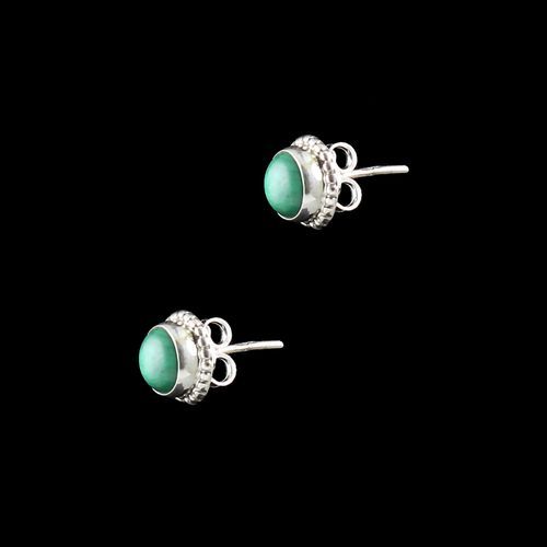 OXIDIZED SILVER MALACHITE STONE EARRINGS