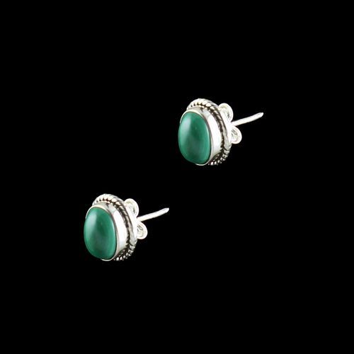 OXIDIZED SILVER MALACHITE EARRINGS