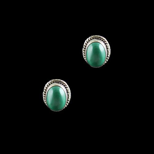 OXIDIZED SILVER MALACHITE EARRINGS