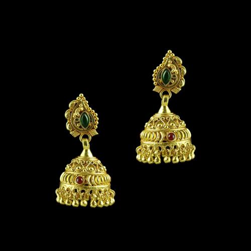 GOLD PLATED FLORAL JHUMKA EARRINGS