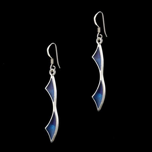 OXIDIZED SILVER ENAMEL HANGING EARRINGS