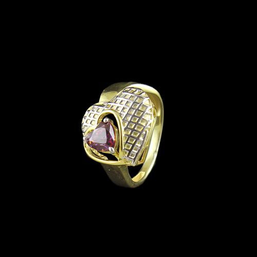 TWO TONE RED SWAROVSKI HEART RING