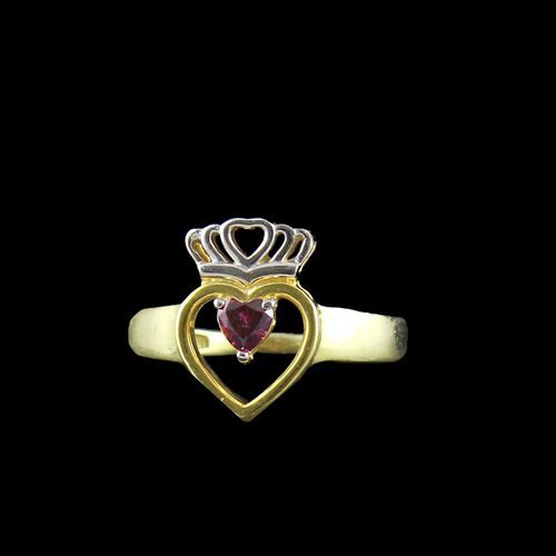 TWO TONE RED SWAROVSKI HEART RING